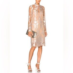 Kate Sylvester NEW Pearl Lace & Pearl Button Column Midi Dress MED $898 Retail